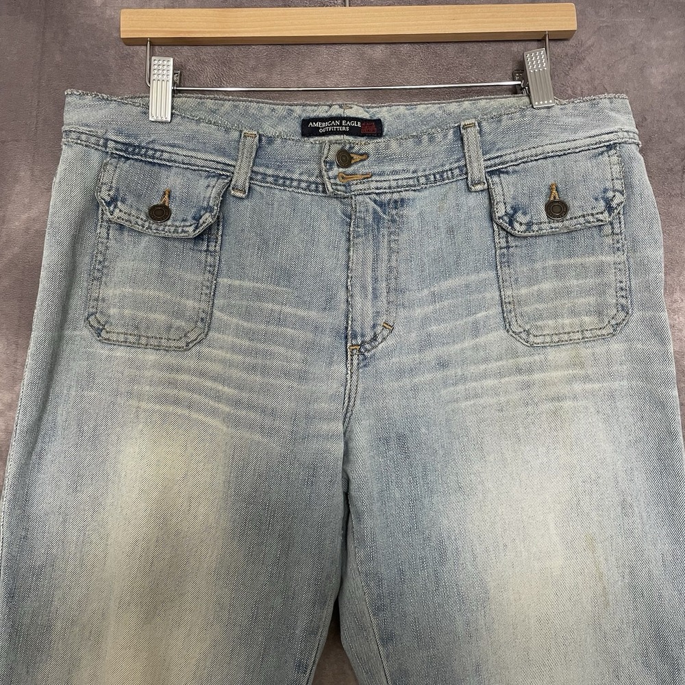 AE Flare Jeans Womens 12 Distressed Y2K Stretch‎ Festival Grunge Vintage Style - Picture 2 of 12